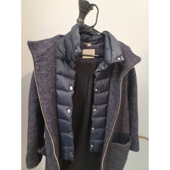 Soia & Kyo Rooney Hooded Mixed Media Coat Large Black - Picture 2 of 9